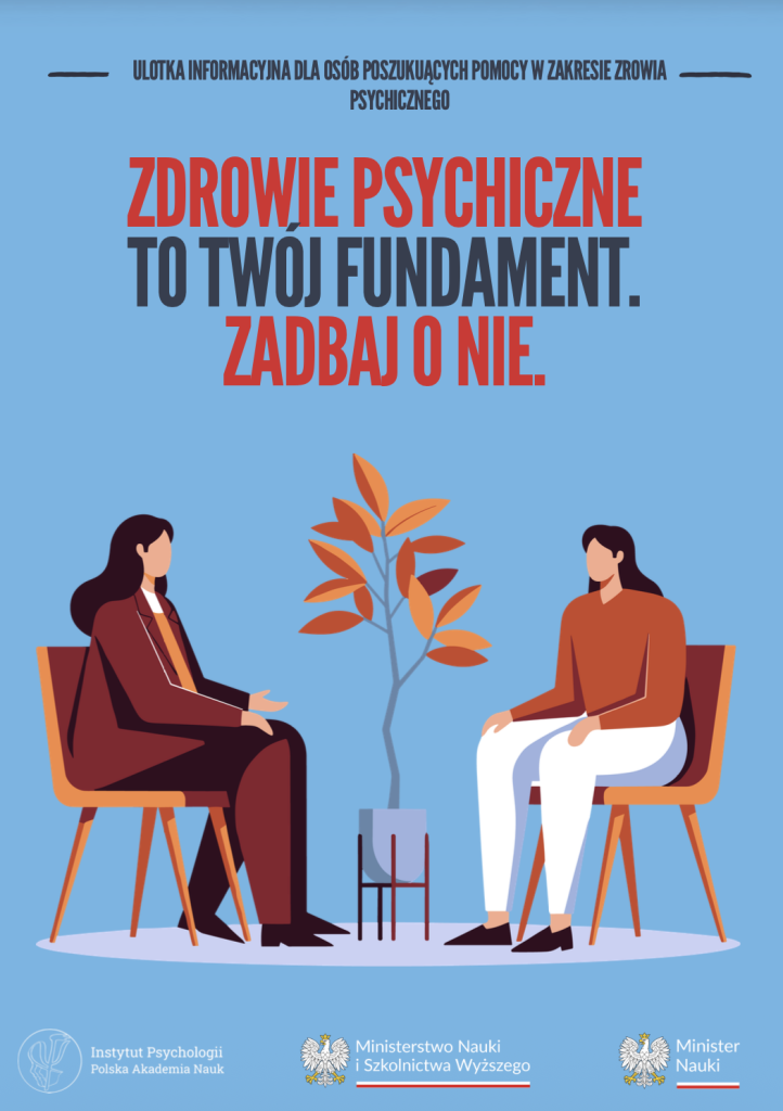 Ulotka informacyjna dla osób poszukujących pomocy w zakresie zdrowia psychicznego